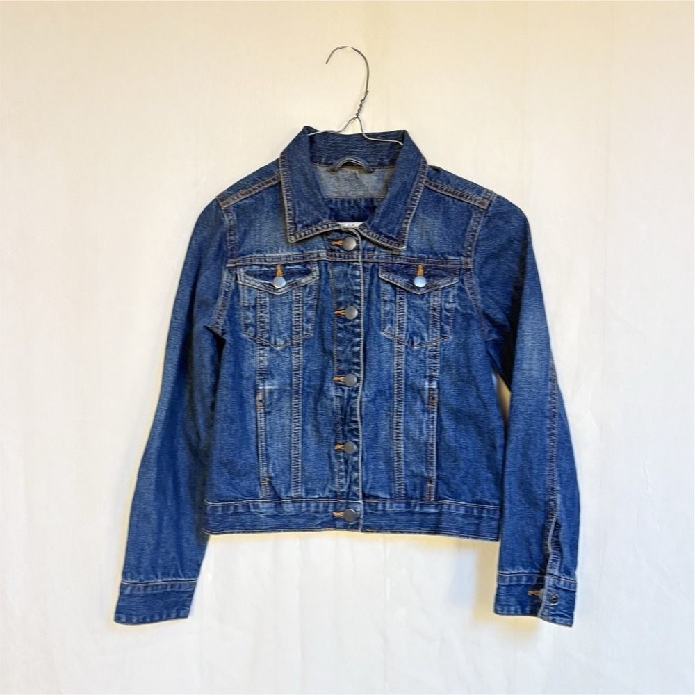 Red Camel Girls Blue‎ Denim Basic Jacket M 100% Cotton Button Long Sleeve